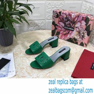 Dolce  &  Gabbana Heel 6.5cm Calfskin Mules Green With DG Millennials Logo 2021